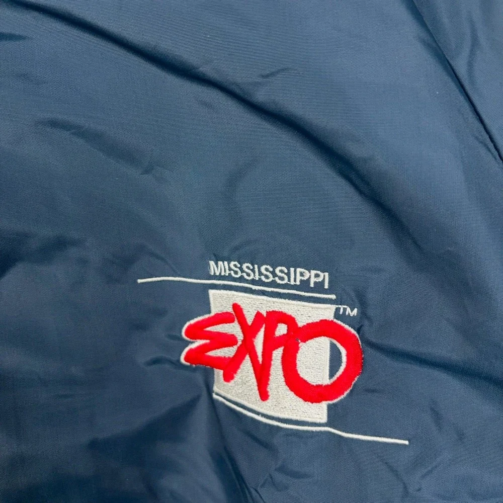 Vintage Pla-Jac Bomber Jacket Mens Large Blue Mississippi Expo USA Streetwear